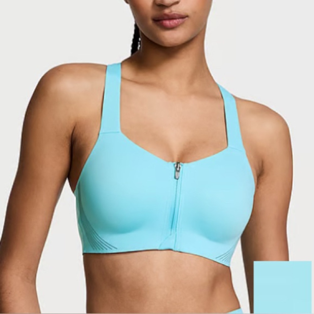 Victorias Secret VSX Knockout Front-Close Zipper Turquoise Sports Underwire Bra